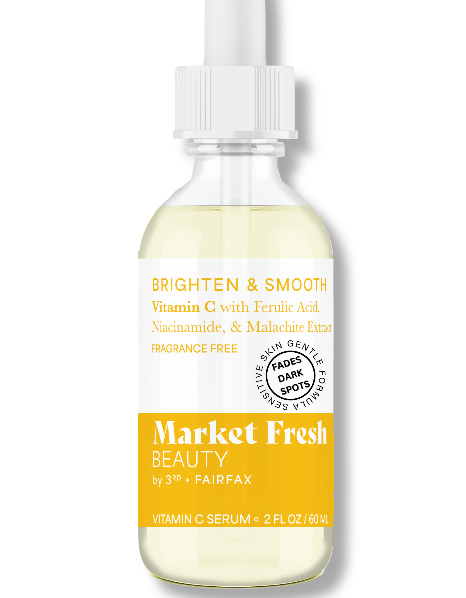 Market Fresh Beauty Vitamin C Serum with Ferulic Acid, Niacinamide, & Malachite Extract | Brighten & Smooth | Fragrance-Free | 2 fl oz by  Los Angeles Brands