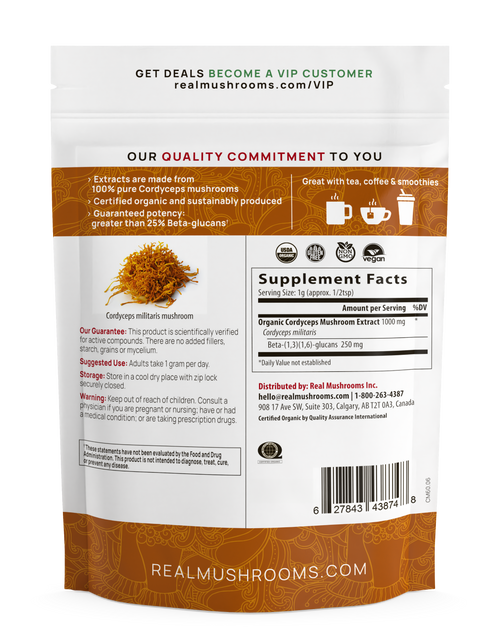 Load image into Gallery viewer, Organic Cordyceps Mushroom Extract Powder – Bulk Supplement by Real Mushrooms

