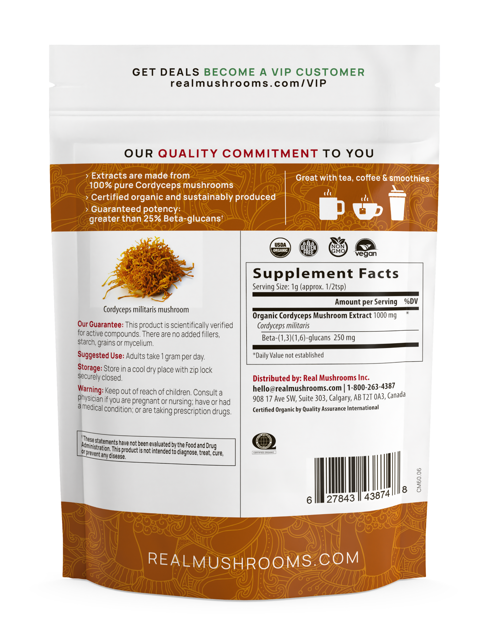 Organic Cordyceps Mushroom Extract Powder – Bulk Supplement by Real Mushrooms