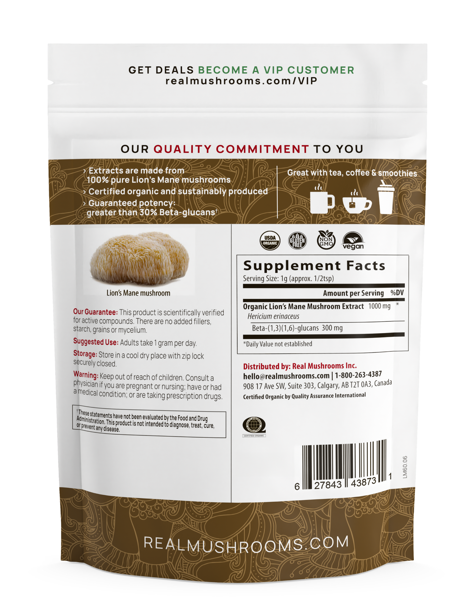 Lions Mane Mushroom Powder by Real Mushrooms