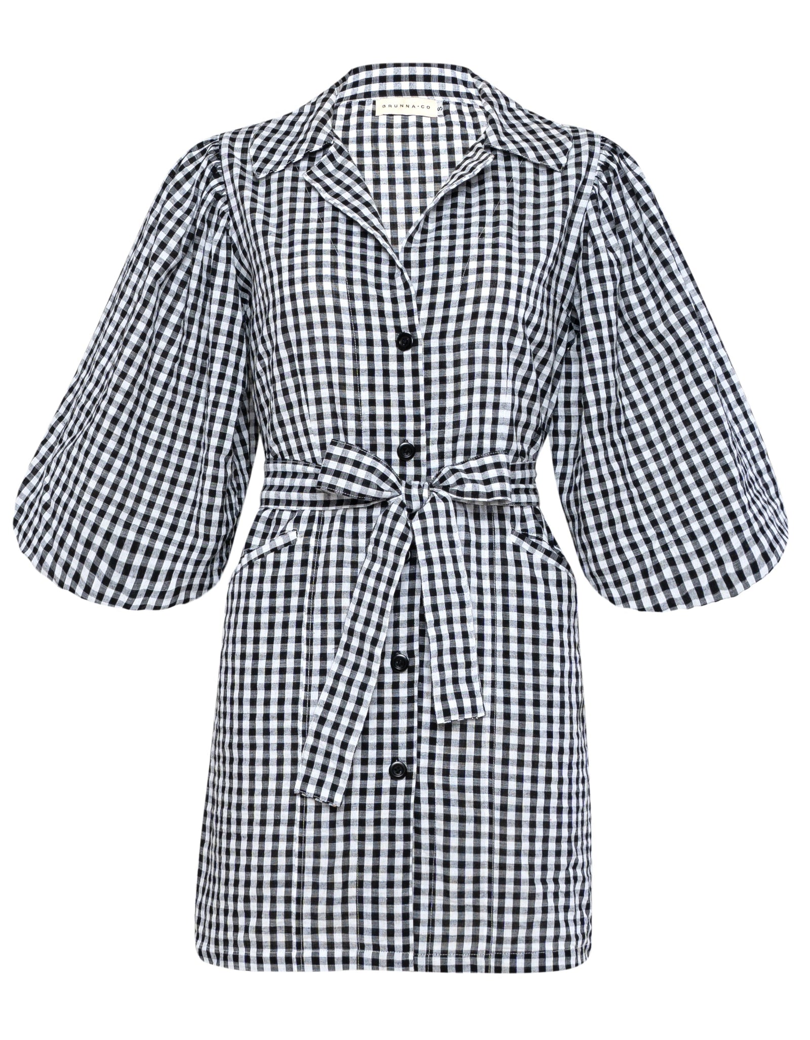 MEGHAN Mini Gingham Dress, in Black by BrunnaCo