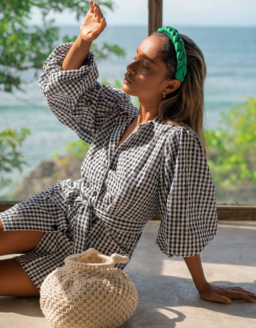 Load image into Gallery viewer, MEGHAN Mini Gingham Dress, in Black by BrunnaCo
