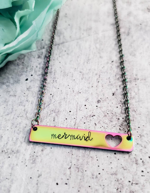 Load image into Gallery viewer, MERMAID Rainbow Bar Necklace by Salt and Sparkle
