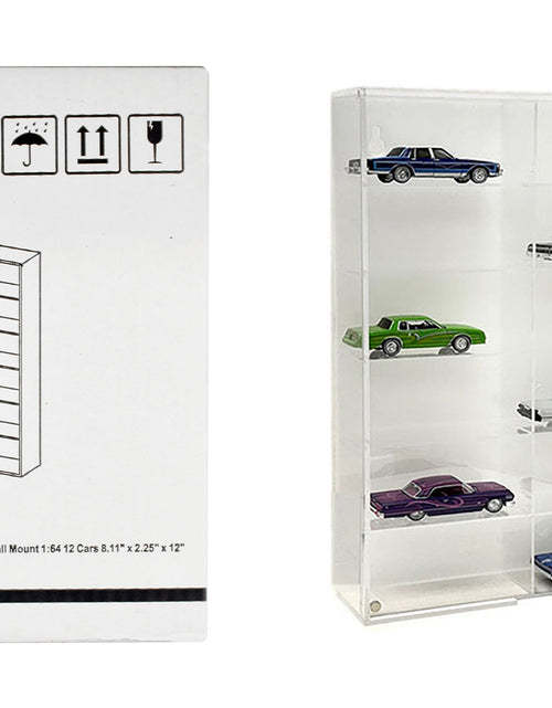 Load image into Gallery viewer, Showcase 12 Car Display Case Wall Mount with White Back Panel "Mijo Exclusives" for 1/64 Scale Models
