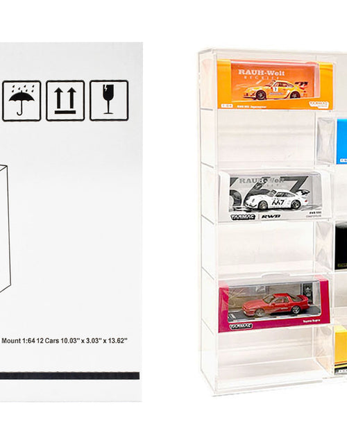 Load image into Gallery viewer, Showcase 12 Car Display Case Wall Mount with Clear Back Panel and Extra Space "Mijo Exclusives" for 1/64 Scale Models
