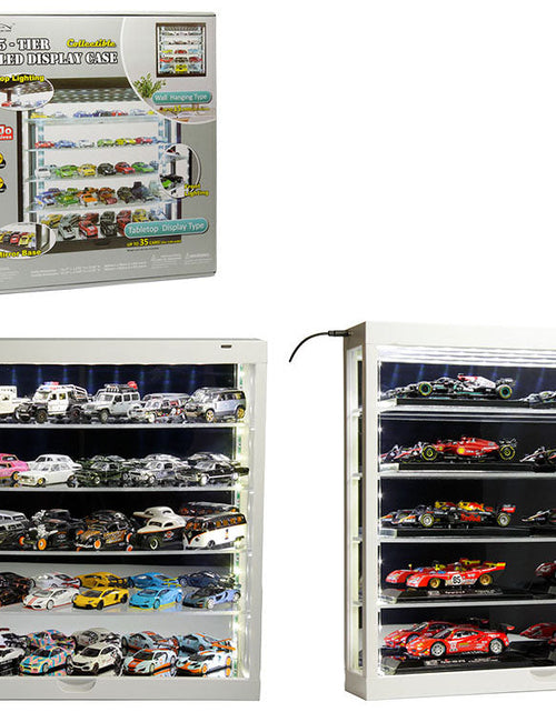 Load image into Gallery viewer, Showcase Wall Mount 5 Tier Display Case White with Mirror Back Panel "Mijo Exclusives" for 1/64-1/43 Scale Models

