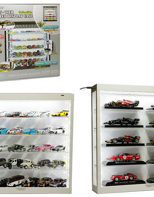 Load image into Gallery viewer, Showcase Wall Mount 5 Tier Display Case White with White Back Panel "Mijo Exclusives" for 1/64-1/43 Scale Models
