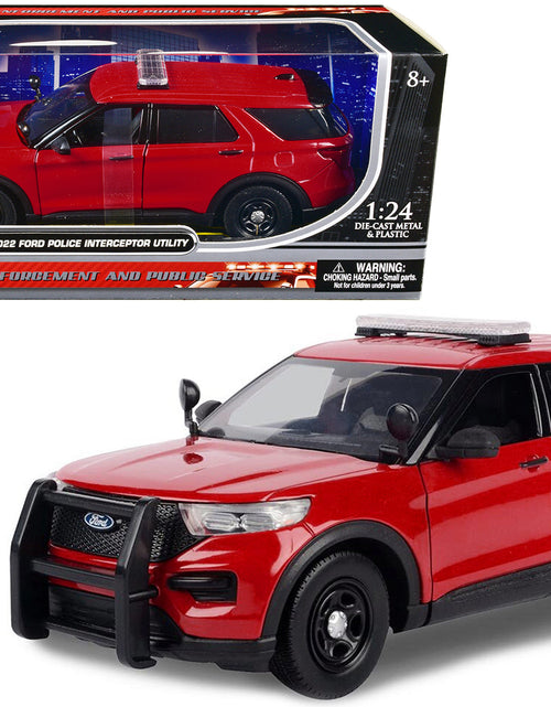Load image into Gallery viewer, 2022 Ford Police Interceptor Utility Unmarked Red 1/24 Diecast Model Car by Motormax
