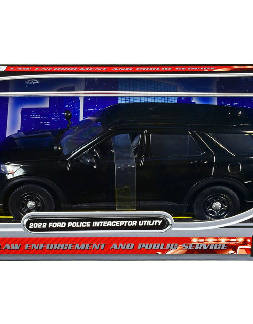 Load image into Gallery viewer, 2022 Ford Police Interceptor Utility Unmarked Slick-Top Black 1/24 Diecast Model Car by Motormax
