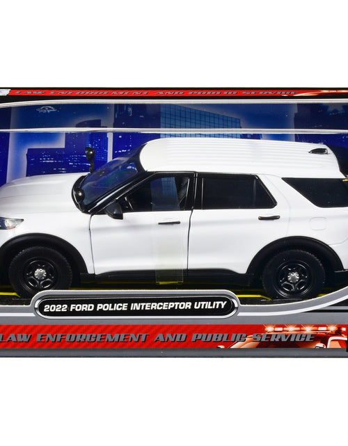 Load image into Gallery viewer, 2022 Ford Police Interceptor Utility Unmarked Slick-Top White 1/24 Diecast Model Car by Motormax

