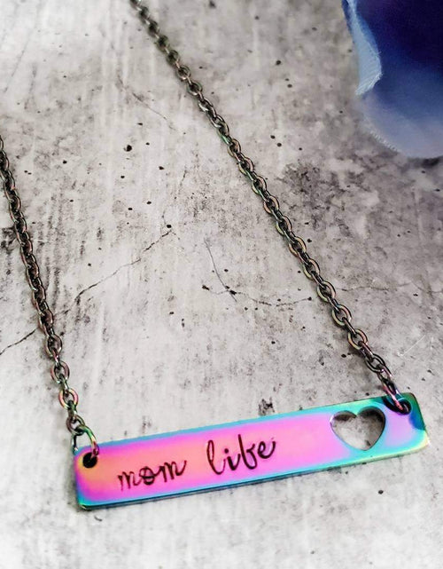 Load image into Gallery viewer, MOM LIFE Rainbow Bar Necklace by Salt and Sparkle
