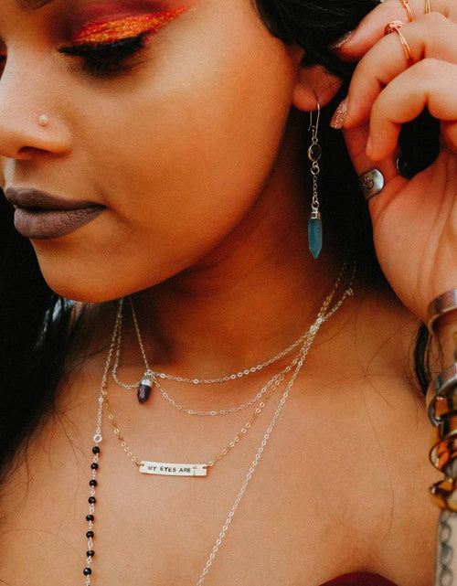 Load image into Gallery viewer, MOM LIFE Rainbow Bar Necklace by Salt and Sparkle
