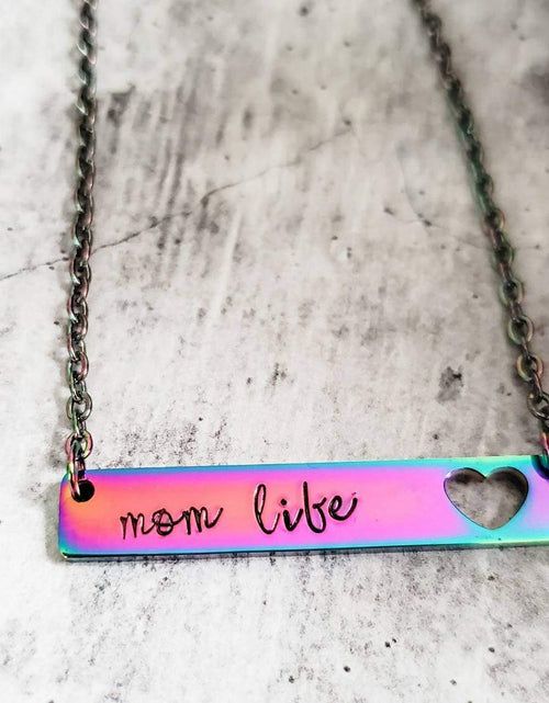 Load image into Gallery viewer, MOM LIFE Rainbow Bar Necklace by Salt and Sparkle
