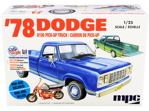 Load image into Gallery viewer, Skill 2 Model Kit 35.15Dodge D100 Pickup Truck with Mini Bike 1/25 Scale Model by MPC
