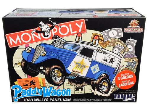Load image into Gallery viewer, Skill 2 Snap Model Kit 1933 Willys Panel Paddy Wagon Police Van "Monopoly" "85th Anniversary" 1/25 Scale Model by MPC
