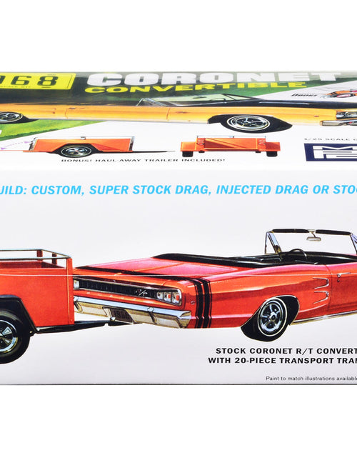 Load image into Gallery viewer, Skill 2 Model Kit 1968 Dodge Coronet R/T Convertible with Haul-Away Trailer 1/25 Scale Model by MPC
