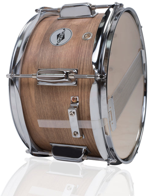 Load image into Gallery viewer, Popcorn Soprano Snare Drum by GRIFFIN - Acoustic Firecracker 10"x6" Poplar Wood Shell with Oakwood PVC - Mini Concert Marching Percussion Instrument by GeekStands.com
