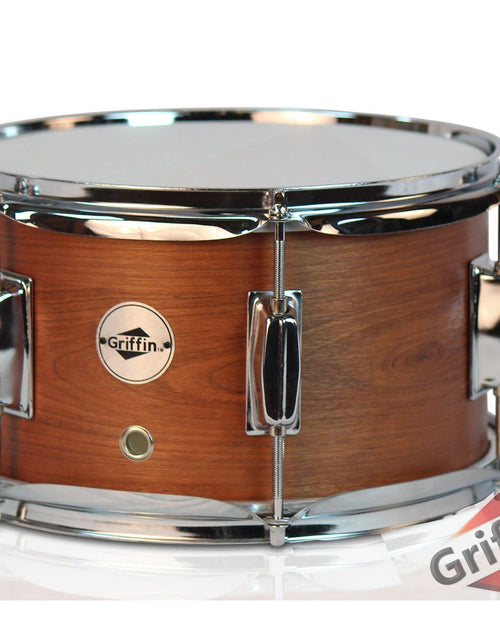 Load image into Gallery viewer, Popcorn Snare Drum by GRIFFIN - Soprano Firecracker 10" x 6" Poplar Wood Shell with Hickory PVC - Concert Percussion Musical Instrument Drummers Key by GeekStands.com
