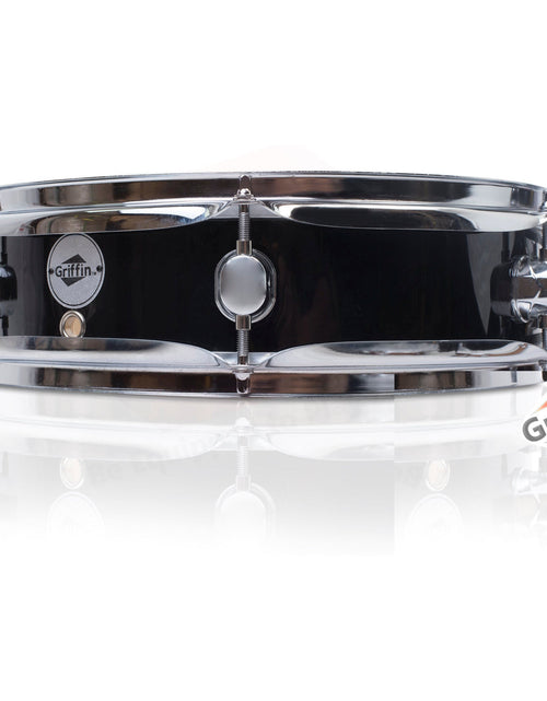 Load image into Gallery viewer, Piccolo Snare Drum 13" x 3.5" by GRIFFIN - 100% Poplar Wood Shell with Black PVC &amp; White Coated Drum Head - Drummers Acoustic Marching Kit Percussion by GeekStands.com
