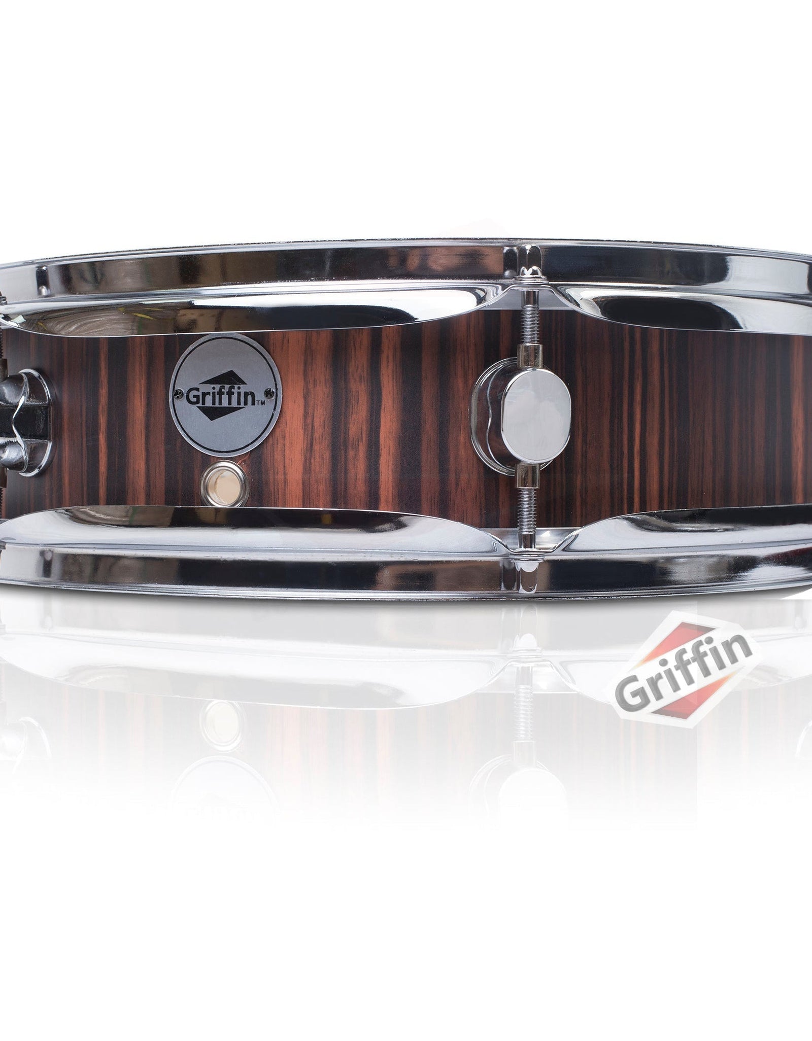Piccolo Snare Drum 13" x 3.5" by GRIFFIN - 100% Poplar Wood Shell with Black Hickory Finish & Coated Drum Head - Drummers Deluxe Percussion by GeekStands.com