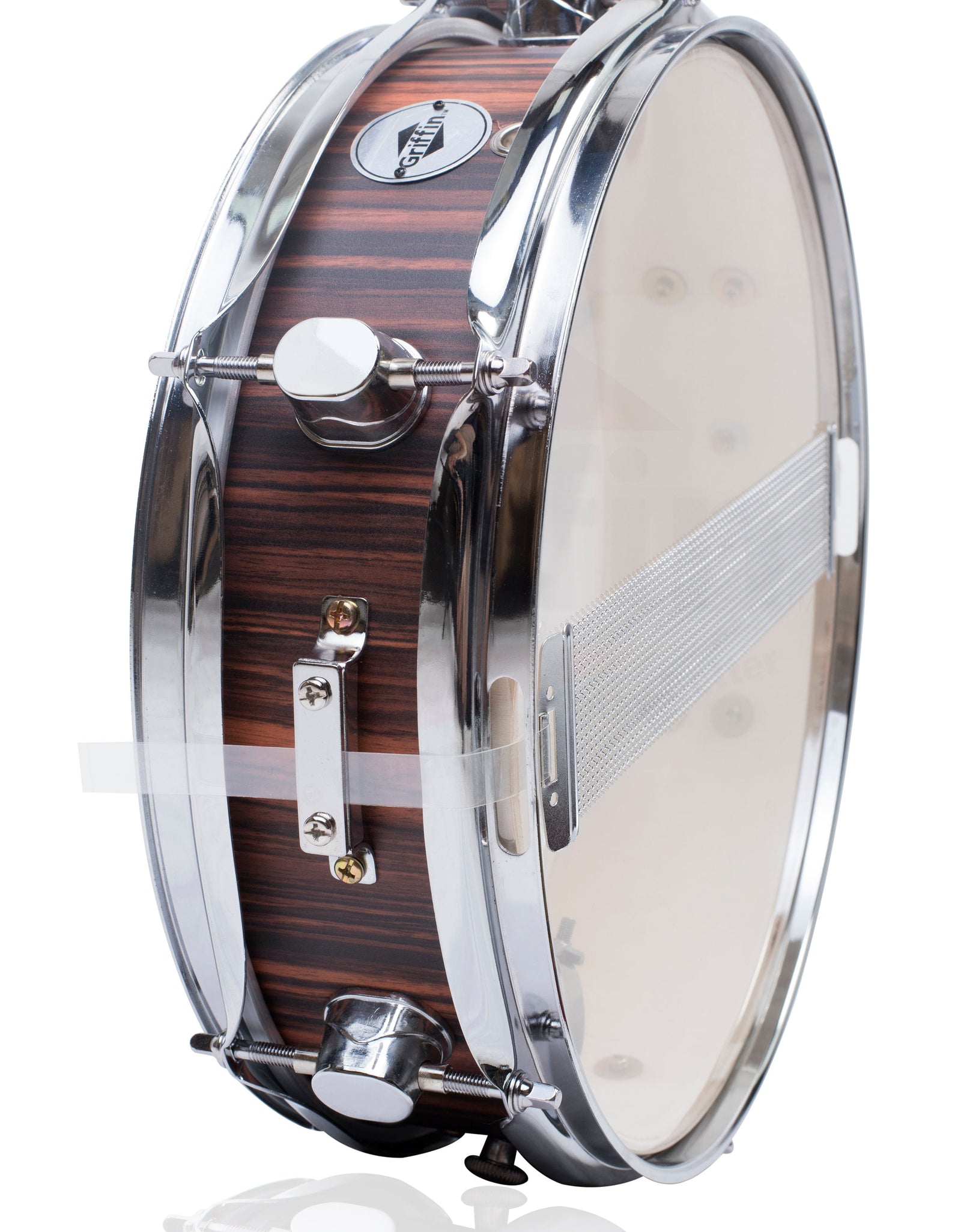Piccolo Snare Drum 13" x 3.5" by GRIFFIN - 100% Poplar Wood Shell Black Hickory Finish & Drum Head by GeekStands.com