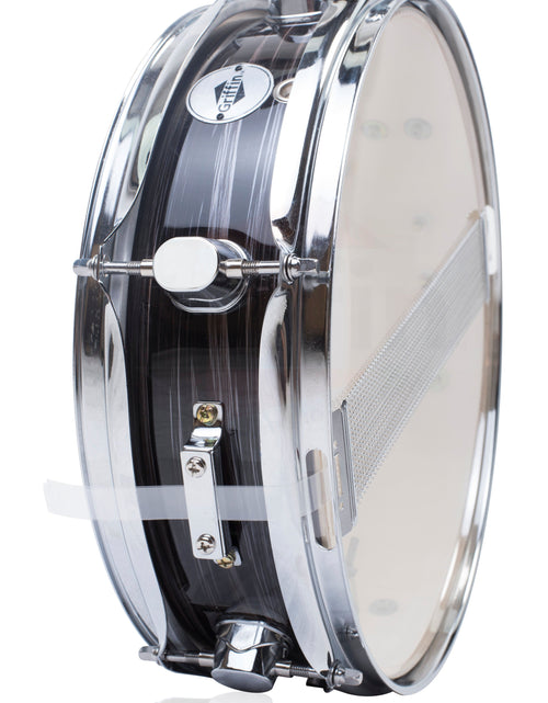 Load image into Gallery viewer, Piccolo Snare Drum 13" x 3.5" by GRIFFIN - 100% Poplar Wood Shell with Zebra Wood Finish &amp; Coated Drum Head - Marching Drummers Percussion by GeekStands.com
