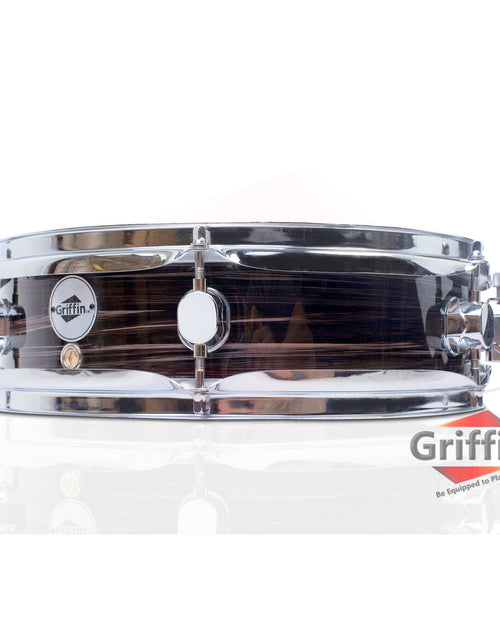 Load image into Gallery viewer, Piccolo Snare Drum 13" x 3.5" by GRIFFIN - 100% Poplar Wood Shell with Zebra Wood Finish &amp; Coated Drum Head - Marching Drummers Percussion by GeekStands.com
