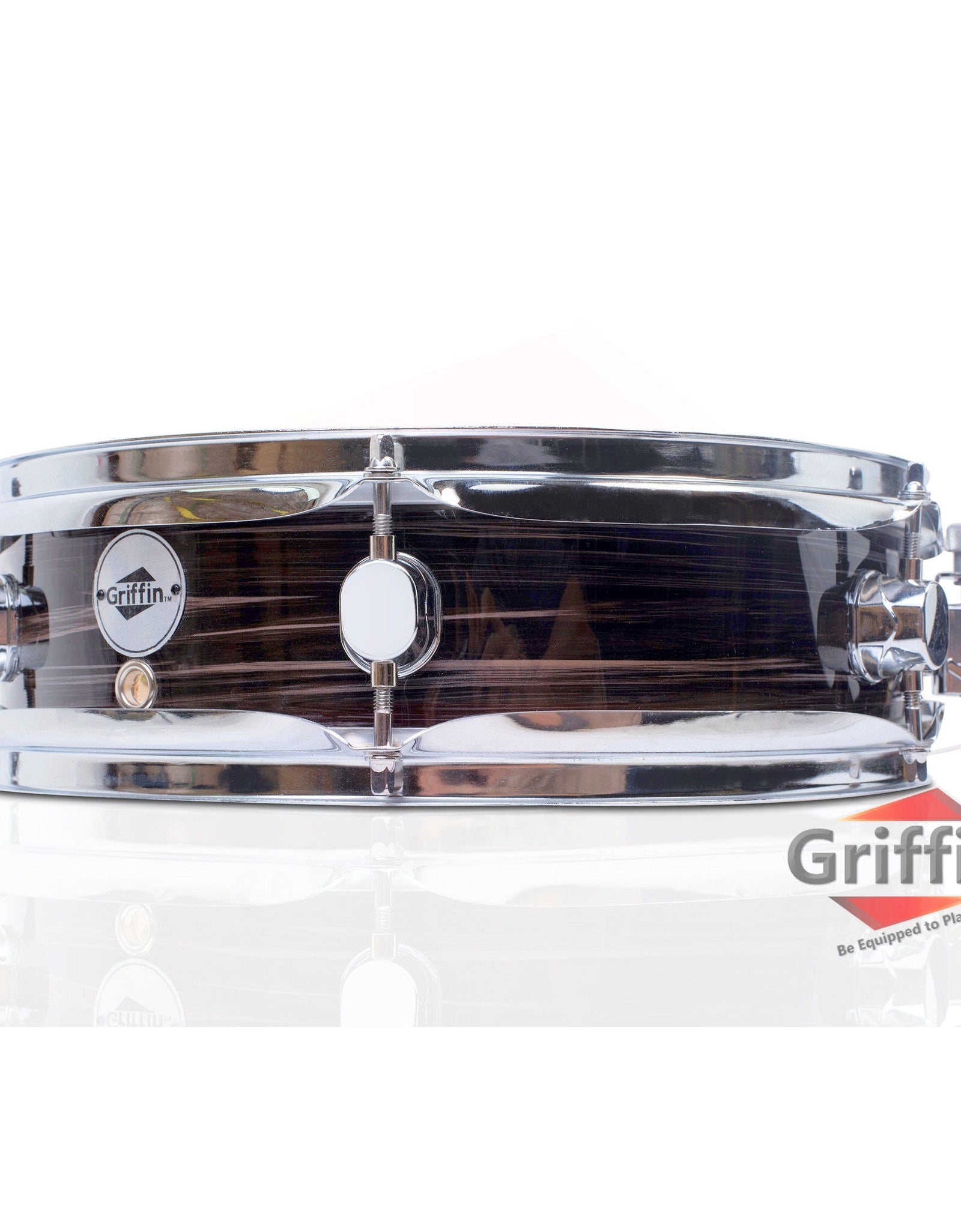 Piccolo Snare Drum 13" x 3.5" by GRIFFIN - 100% Poplar Shell Zebra Wood Finish & Coated Drum Head by GeekStands.com