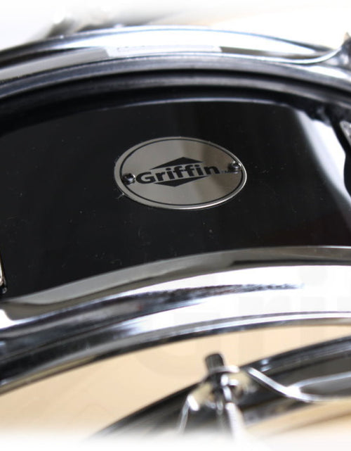Load image into Gallery viewer, GRIFFIN Snare Drum - Poplar Wood Shell 14" x 5.5" with Black PVC &amp; Coated Head - Acoustic Marching Percussion Musical Instrument Set with Drummers Key by GeekStands.com
