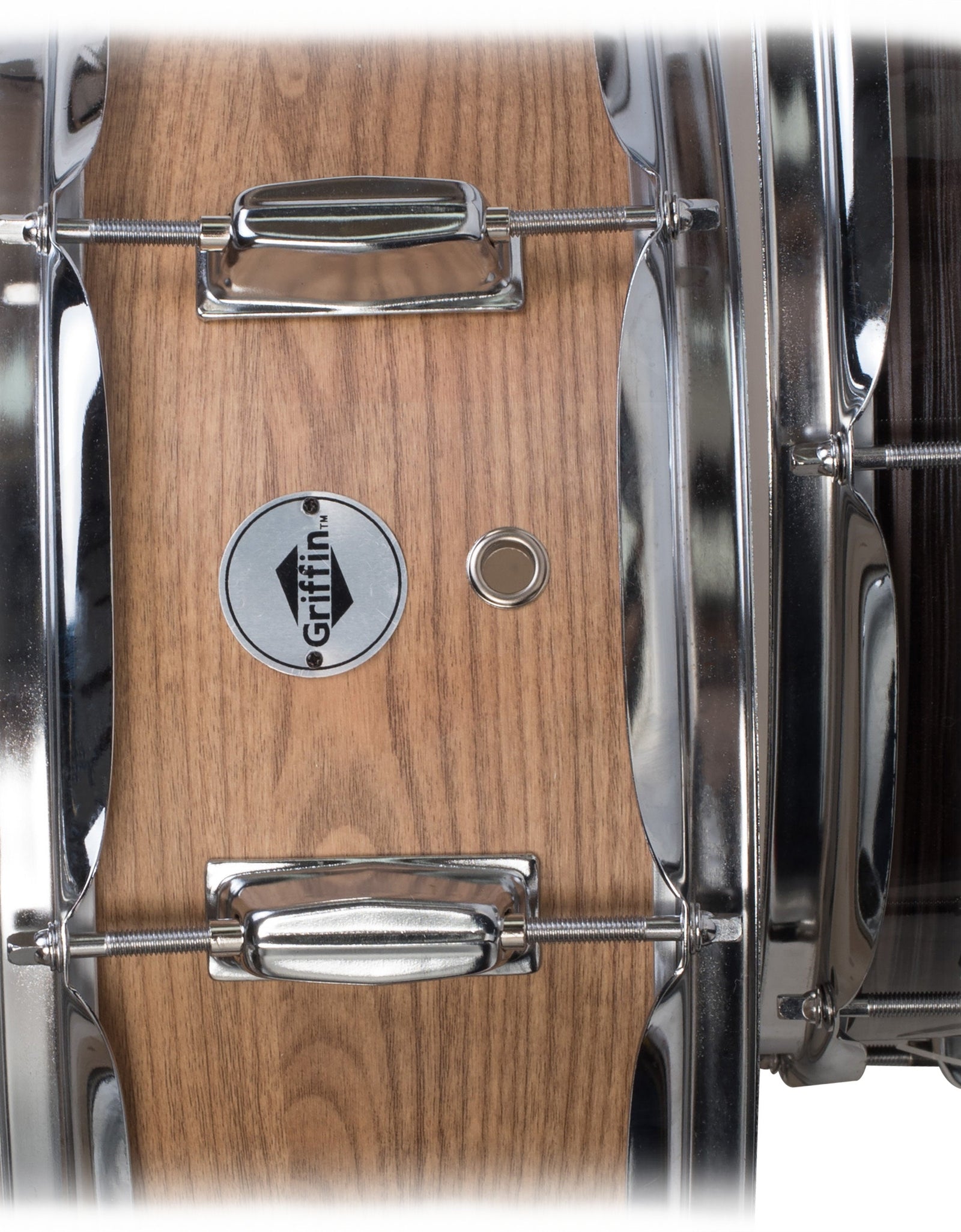 Oak Wood Snare Drum by GRIFFIN - PVC on Poplar Wood Shell 14" x 5.5" - Percussion Musical Instrument with Drummers Key for Students & Professionals by GeekStands.com