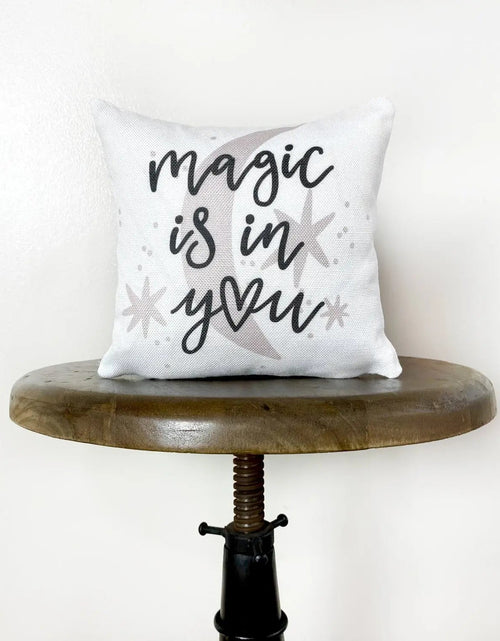 Load image into Gallery viewer, Magic is in You Moon and Stars | Throw Pillow Cover  | Baby Nursery Decor | Baby Shower Decorations | Nursery Pillow | Gift Ideas by UniikPillows
