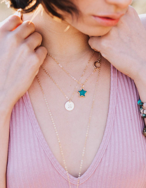 Load image into Gallery viewer, Man in the Moon Gold Necklace - Ready to Ship by Salt and Sparkle
