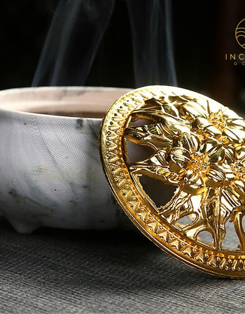 Load image into Gallery viewer, Marble Coil Censer Incense Burner Copper Cover Ceramic by incenseocean
