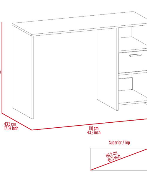 Load image into Gallery viewer, Arlington Writing Computer Desk, One Drawer, Two Shelves by FM FURNITURE
