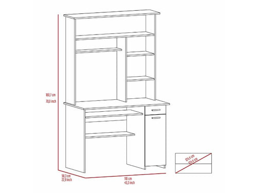 Load image into Gallery viewer, Weston Two Writing Computer Desk, Hutch, Two Drawers, Six Shelves by FM FURNITURE
