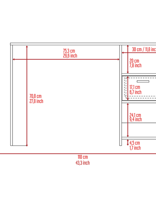 Load image into Gallery viewer, Arlington Writing Computer Desk, One Drawer, Two Shelves by FM FURNITURE
