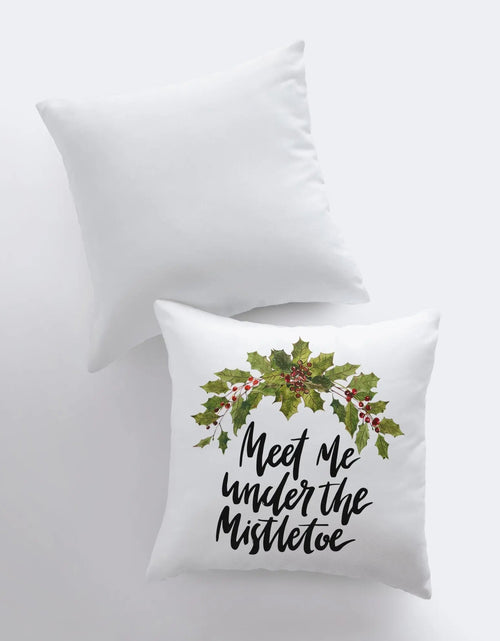 Load image into Gallery viewer, Meet Me Under the Mistletoe | Throw Pillows | Christmas Pillow | Mistletoe Pillow | Couch Pillows | Custom Pillows | Christmas Pillows by UniikPillows
