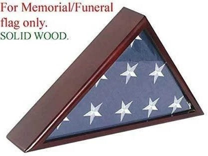 Load image into Gallery viewer, SOLID WOOD MEMORIAL FLAG CASE FRAME DISPLAY CASE FOR 5X9.5' FLAG FOLDED, FOR FUNERAL by The Military Gift Store
