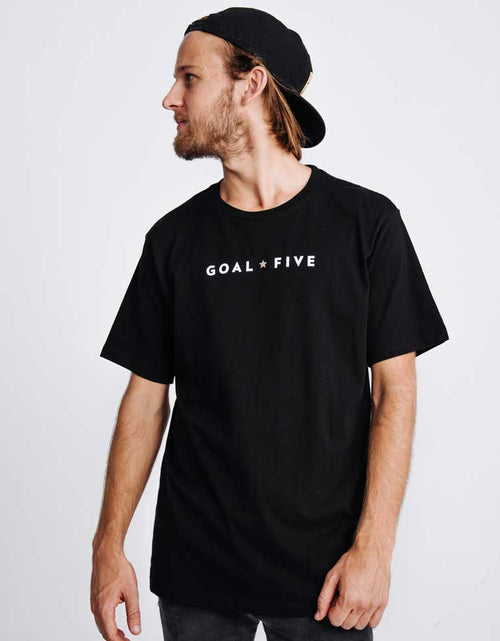 Load image into Gallery viewer, Goal Five Men's Black Cotton T-Shirt

