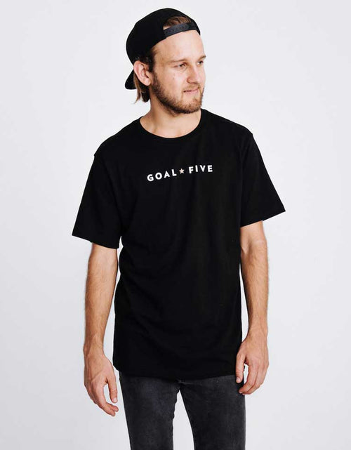 Load image into Gallery viewer, Goal Five Men's Black Cotton T-Shirt
