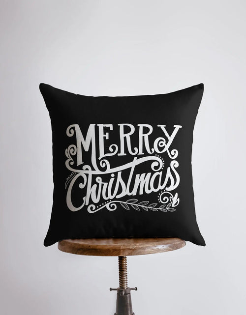 Load image into Gallery viewer, Merry Christmas | Black and White | Throw Pillow | Christmas Pillow | Home Decor | Christmas Pillowcases | Christmas tree | Christmas Gifts by UniikPillows
