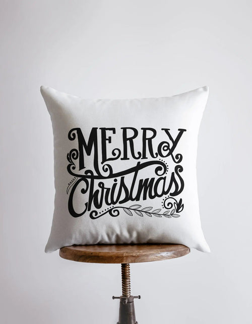 Load image into Gallery viewer, Merry Christmas | Black and White | Throw Pillow | Christmas Pillow | Home Decor | Christmas Pillowcases | Christmas tree | Christmas Gifts by UniikPillows
