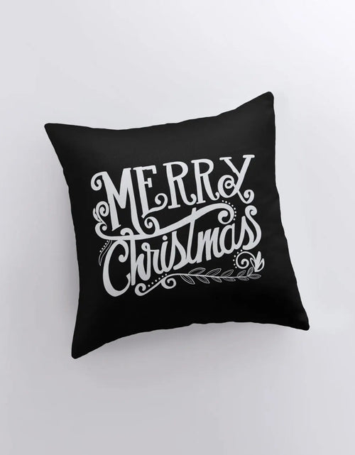 Load image into Gallery viewer, Merry Christmas | Black and White | Throw Pillow | Christmas Pillow | Home Decor | Christmas Pillowcases | Christmas tree | Christmas Gifts by UniikPillows
