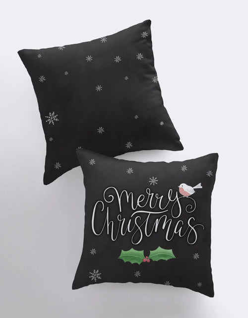 Load image into Gallery viewer, Merry Christmas | Little Bird | Christmas Pillow Cover | Christmas Decor | Throw Pillow | Home Décor | Black Throw Pillows | Pillow Decor by UniikPillows
