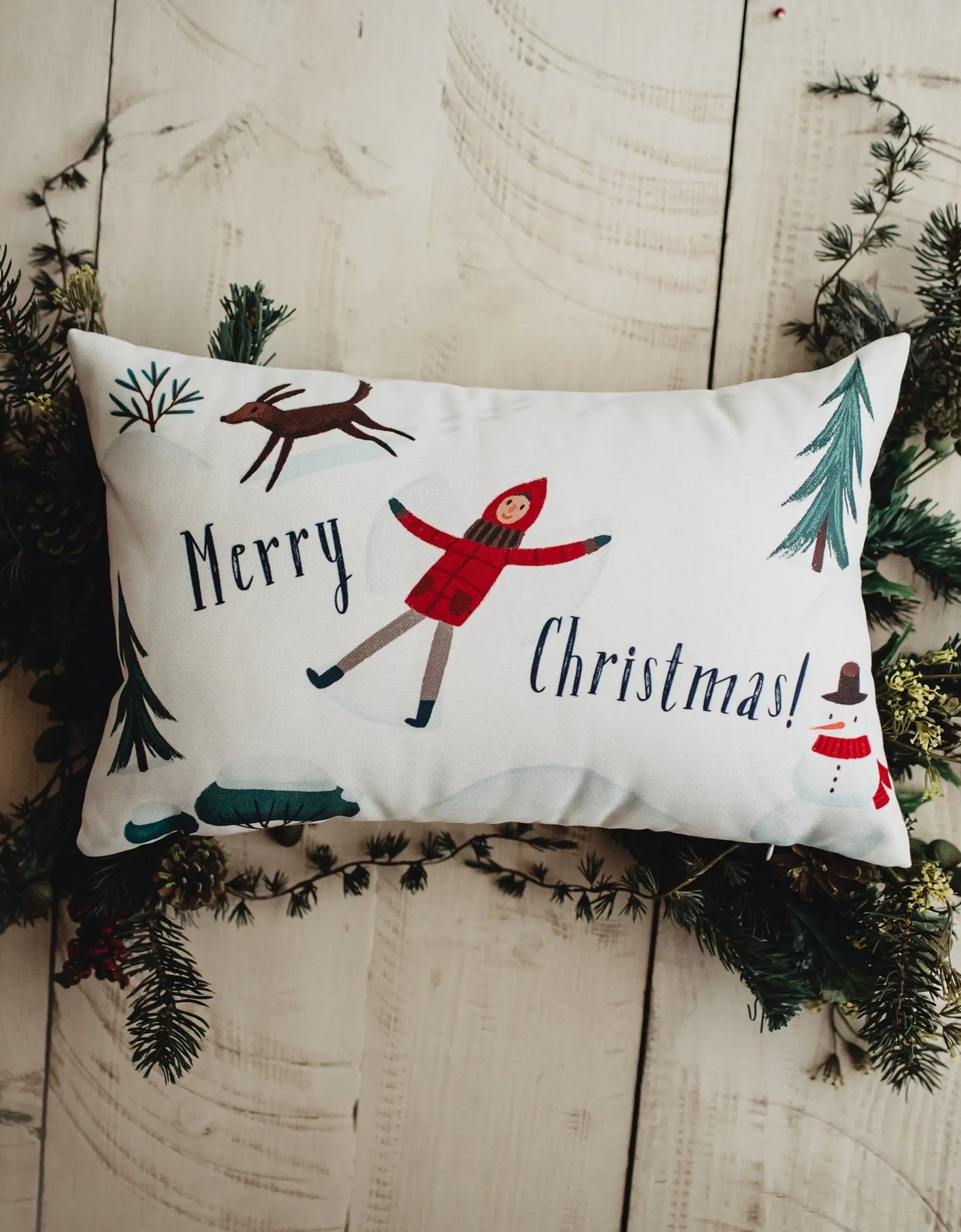 Merry Christmas Snow Angel Throw Pillow Cover | 18x12 | Christmas tree | Christmas Gifts | Room Decor | Mom Gift | Aaesthetic Room Decor by UniikPillows