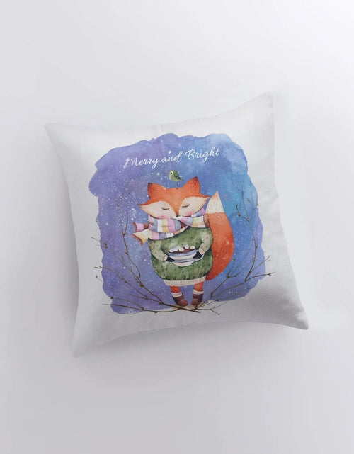 Load image into Gallery viewer, Merry and Bright | Blue Pillow Cover | Red Fox | Christmas Gift | Christmas Decor | Throw Pillow | Christmas Home Decor | Cute Home Decor by UniikPillows
