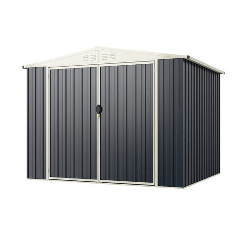 Load image into Gallery viewer, 7.5 x 6.3 FT Metal Outdoor Storage Shed with Lockable Door-Gray

