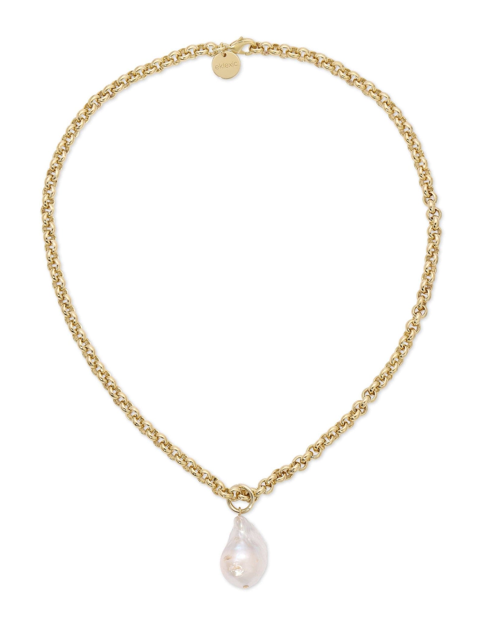 Micro Royal Chain with XL Baroque Pearl Pendant Necklace by eklexic jewelry