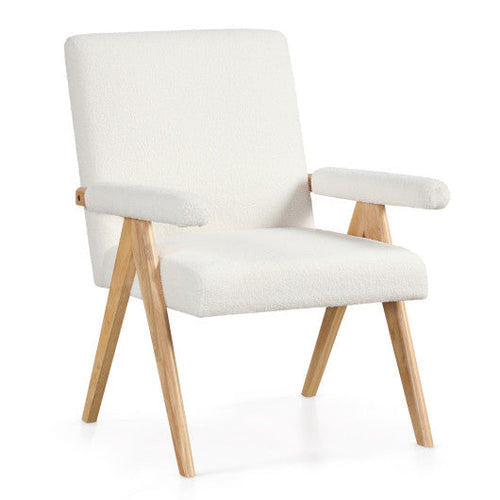 Load image into Gallery viewer, Mid Century Modern Accent Chair with Rubber Wood Frame and Padded Armrests-White
