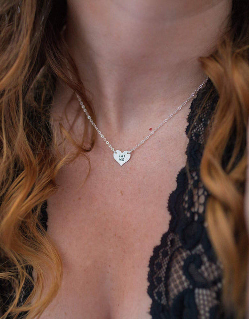 Load image into Gallery viewer, Middle Finger Heart Necklace with Crystal Accents by Salt and Sparkle
